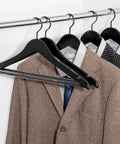 Beefy Heavy Duty Wooden Hangers For Coats And Pants With Non Slip Bar Notches And Extra Thick Flat Hook 0.53 Inch Thick Hangers
