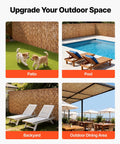 Natural Reed Fencing Roll 4 Ft By 16.4 Ft 3 Pack Outdoor Privacy Screen Panels surrounding patio, pool, backyard, dining area