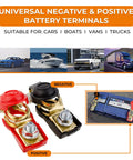 Heavy Duty 12V Battery Terminals For Cars Trucks And SUVs With Quick Release Cable Clamps Positive And Negative Connectors
