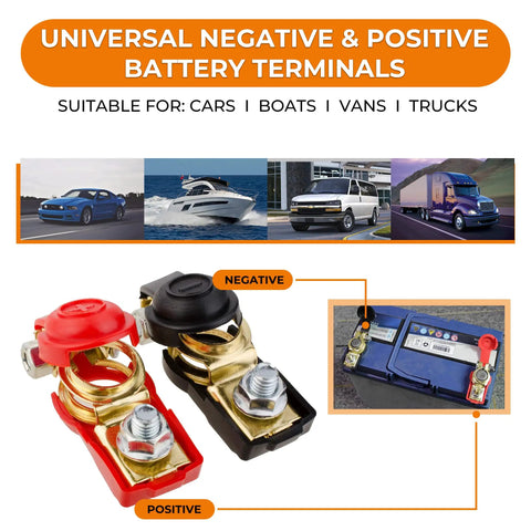 Heavy Duty 12V Battery Terminals For Cars Trucks And SUVs With Quick Release Cable Clamps Positive And Negative Connectors