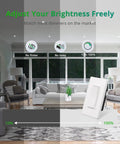 Living room with 16 Pack 4 Inch Recessed LED Can Lights With 6 CCT Adjustable 2500K To 5000K, dimmer switch shown