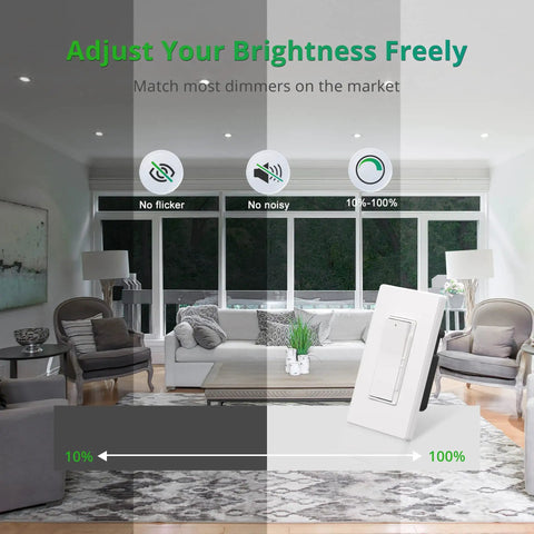 Living room with 16 Pack 4 Inch Recessed LED Can Lights With 6 CCT Adjustable 2500K To 5000K, dimmer switch shown