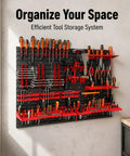 Heavy Duty Wall Mount Pegboard Organizer For Garage And Workshop Featuring Tough Pp Parts Bins Slick Steel Hooks And Knockout Build That Slap Together In Minutes Flat, displaying tools on a wall-mounted pegboard.