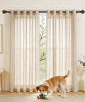 Living room with beige curtains hanging from 2 Pack Adjustable Curtain Rods 28 To 48 Inch Telescoping Drapery Rods With Netted Texture Finials In Antique Bronze For Windows 16 To 44 Inches Heavy Duty No Fuss Install