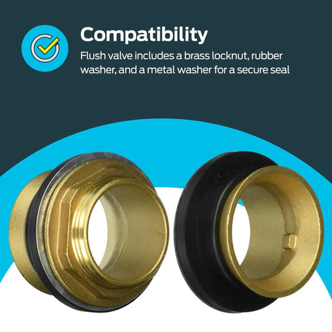 Heavy-Duty Brass Closet Spud For Urinals Kit With Locknut, Rubber Washer, And Metal Washer - Commercial Grade