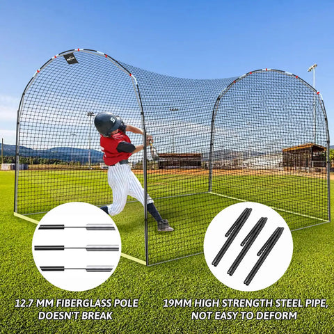 Backyard Baseball Batting Cage 13 Foot By 10 Foot By 8 Foot Heavy Duty Steel Frame With Durable Netting for practice outdoors