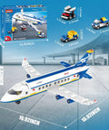 6 In 1 Airport Passenger Plane Building Set With 510 Pieces For STEM Play Including Baggage Truck Shuttle Bus Boarding Stairs And More A Dope Build Toy For Adults And Kids Ages 6 To 12 with dimensions