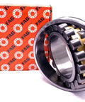 22218 Spherical Roller Bearing 90X160X40 Millimeters Heavy Duty Industrial Powerhouse Open Build with grease grooves against box.