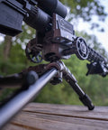 Beefed Up Ambidextrous Turret Rest With Adjustable Swivel, Detachable Magazine Rest, And Pistol Grip Attachment For Rifles in close-up.