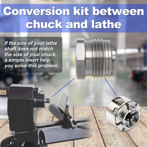 1 Inch 8 TPI Chuck Adapter For Lathe Spindle showing conversion components in a workshop setting