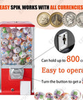Coin Operated Vending Machine For Capsule Toys, Candy, And Bubble Gum, Holds 200 Balls, Gashapon Style Commercial Toy Vending Machine