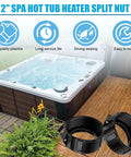 2-pack black 2-inch spa hot tub heater split nut unions with screws and heater gasket