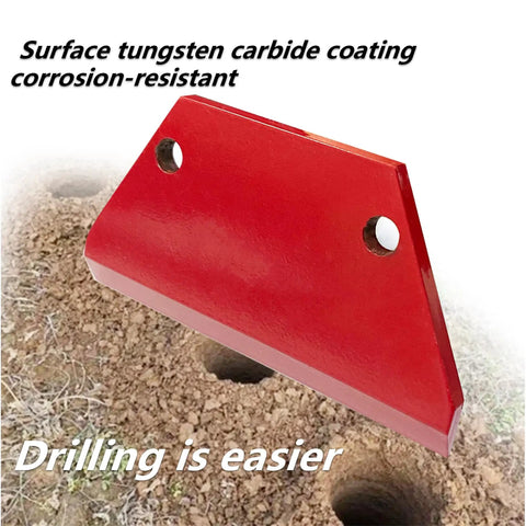 Red blade of Durable 8 Inch Tungsten Carbide Coated Auger Blade Replacement Kit with holes, showing corrosion resistance
