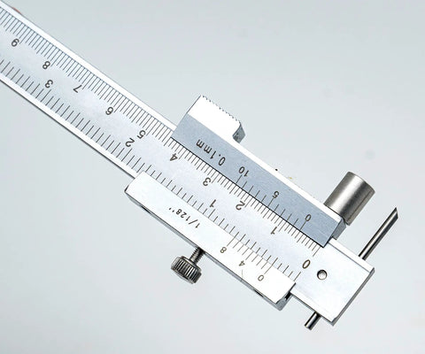 Top Shelf Parallel Marking Vernier Caliper 0 To 200mm 8 Inch Premium Stainless Steel close-up view with scribe tip.