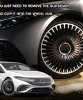 Universal Snap On Wheel Center Caps For Rims 2.36 Inch Outer Diameter 2.2 Inch Inner Core Hub Covers installed on a vehicle's wheel hub.