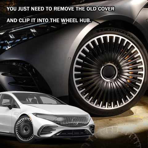 Universal Snap On Wheel Center Caps For Rims 2.36 Inch Outer Diameter 2.2 Inch Inner Core Hub Covers installed on a vehicle's wheel hub.