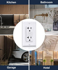 GFCI Outlet 20 Amp Slim Design Pack Of 10 With LED Indicator And Wall Plate for kitchen, bathroom, garage, hotel use