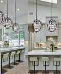 Bronze Vintage Crystal Pendant Light Fixture 1 Light Metal Hanging Chandelier For Entryway And Foyer displayed above kitchen island