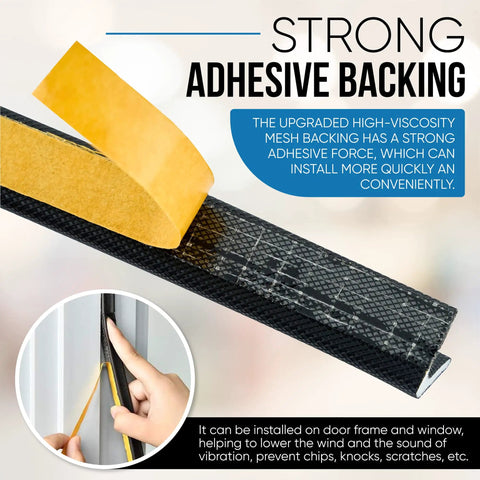 V Shape Weatherstripping For Doors Self Adhesive Foam Door Seal Strip Black 1/2 In By 1/2 In By 26 Ft with strong adhesive backing.