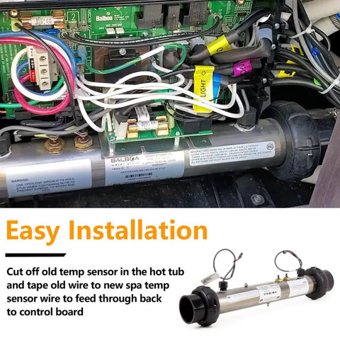 Hot Tub Sensor Kit Dual Purpose 24 Inch Temperature And Hi Limit Sensor For Balboa M7 Spa Heater System Replacement Two Pack One Quarter Inch Diameter Spa Sensor installation.