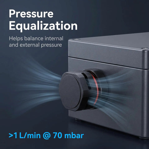 Close-up of pressure equalization knob on an enclosure, part of 6 Pack IP68 M12x1.5 Air Vent Breather Screws Bad Ass Rugged Build.