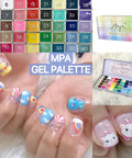 Gel Palette For Nail Art Non Wipe Painting Gel Set With 40 Colors In Individual Squares UV LED Safe, featuring colorful nail designs.