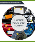Placement of 20 Piece Aluminum Alloy License Plate Bolt Screw Nuts for car and bike on mudguards, bumpers, headlights, and frames.