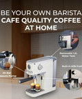 Game Changer 20 Bar Espresso Maker With Dependable Steam Wand And Silky Milk Frother For Brewing Hot Or Iced Coffee On The Regular Zero Hassle Cold Brew Mode Roomy Removable Water Tank And Polished Stainless Finish on kitchen counter.