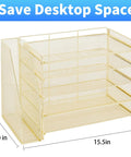 Five Tier Desk Organizer With Magazine Holder In Gold Finish Paper Tray And Letter Tray Desktop File Organizer With Measurements