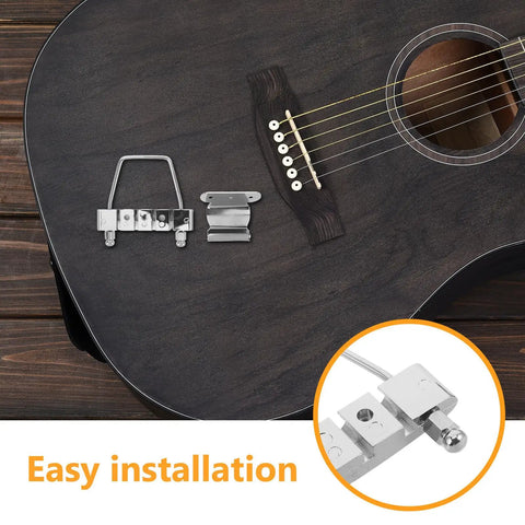4 String Metal Bass Guitar Bridge Plate For Electric Bass Hardtail Fixed Bridge With Quick Setup And Enhanced Sound Clarity Silver Replacement Part For Bass Players on black guitar body
