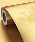 Dope Gold Peel And Stick Wallpaper Thick Metallic Wallcovering displaying a thick gold vinyl roll for easy installation.