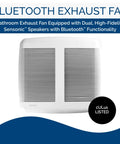 Bluetooth Ventilation Fan With Built In Dual High Fidelity Speakers For Bathroom Or Room Up To 105 Sq Ft, ENERGY STAR Certified grille view