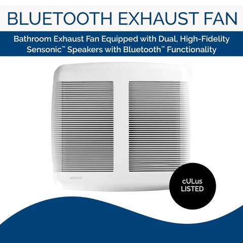 Bluetooth Ventilation Fan With Built In Dual High Fidelity Speakers For Bathroom Or Room Up To 105 Sq Ft, ENERGY STAR Certified grille view