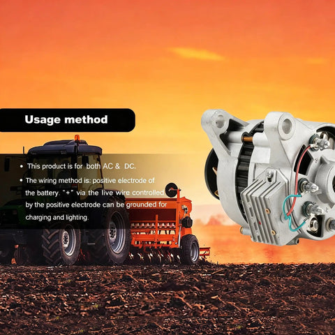 Top Notch Permanent Magnet Generator 1500W AC 14V Low Rpm Pma Alternator featuring silicon rectifier, displayed with a tractor.