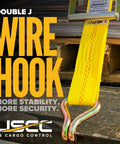 Ultra Badass Heavy Duty J Hook Ratchet Straps For Hauling Cargo On Trailers And Pickups Two By Twelve Feet 10k Break Strength yellow polyester tie down with wire hook.