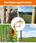 Heavy Duty Galvanized Fence Staples 200 Pack Rut Resistant Wire Nails For Mesh And Barbed Fencing Quick Setup With Electric Drill displaying applications with cattle and garden.