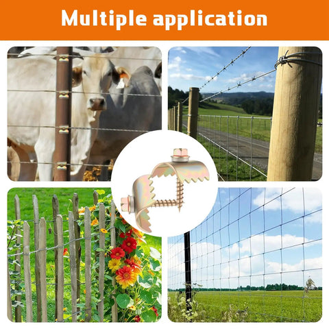 Heavy Duty Galvanized Fence Staples 200 Pack Rut Resistant Wire Nails For Mesh And Barbed Fencing Quick Setup With Electric Drill displaying applications with cattle and garden.