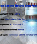 High-suction electric drum pump manual, 5 GPM, 120V AC / 12V DC, in industrial setting
