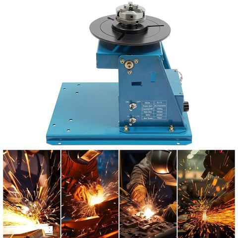 Heavy Badass Cast Iron Rotary Welding Positioner With Adjustable Zero To Ninety Degree Foot Pedal Tilt Table for precision welding.