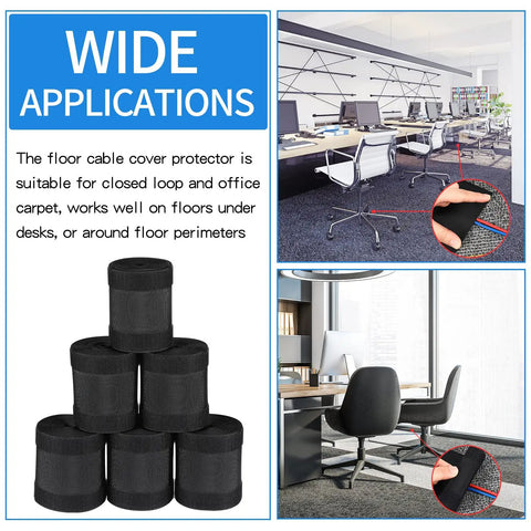Wide applications of Carpet Cord Cover And Cable Protector Floor Strip For Commercial Office Carpets 59.06 Ft Black Easy Hook And Loop Cable Management.