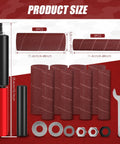 Handheld Rubber Sanding Drum Set With 120 Grit Sleeves Plugs Into Any Power Drill for Smoothing Wood Metal Plastic with sizes labeled.