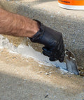 Gray Ready Mixed Concrete Patch For Fixing Cracks And Holes In Interior Or Exterior Surfaces Non Shrinking Repair Formula applied on step
