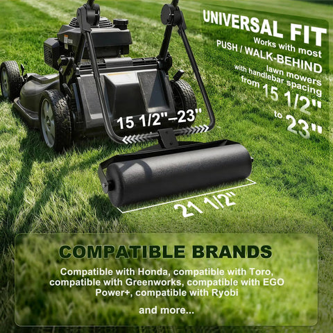 Pro Lawn Stripe Kit for Push and Walk Behind Mowers on grass, universal fit 15 1/2"-23", compatible brands listed.