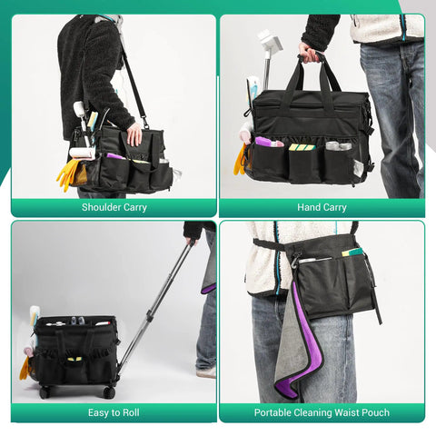 Heavy Duty Rolling Cleaning Caddy On Wheels With Detachable Trolley And Lid Portable Cleaning Cart For Home Office And Car
