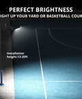 Solar Street Light 300W Outdoor Flood Light With 30000LM LED illuminating a basketball court at night.
