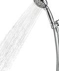 Banbury Spot Resist Brushed Nickel 5 Spray Hand Shower With Hose And Bracket 4 Inch Diameter Self Cleaning Nozzles in use