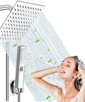 Stainless Steel Rain Shower Head Combo With 6 Inch Rainfall And Handheld 2 Settings Explosion Proof 78 Inch Hose Black Finish