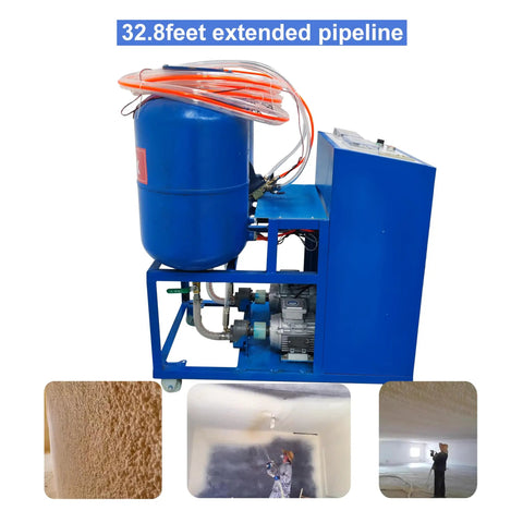 Heavy Duty Top Shelf Polyurethane Foam Spray Machine Pro Grade Foam Injection Pump Coating Setup For Spraying And Pouring Building Insulation 4KW 220V with 32.8ft extended pipeline.