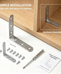 10 Pack 4x4 Inch Stainless Steel L Shaped Brackets Heavy Duty 90 Degree Corner Braces For Wood Projects With 60 Mounting Screws