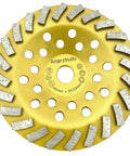 Front view of 7 Inch Diamond Pro Grade Heavy Duty Concrete Grinding Cup Wheel For Polishing And Cleaning Stone Surfaces Cement